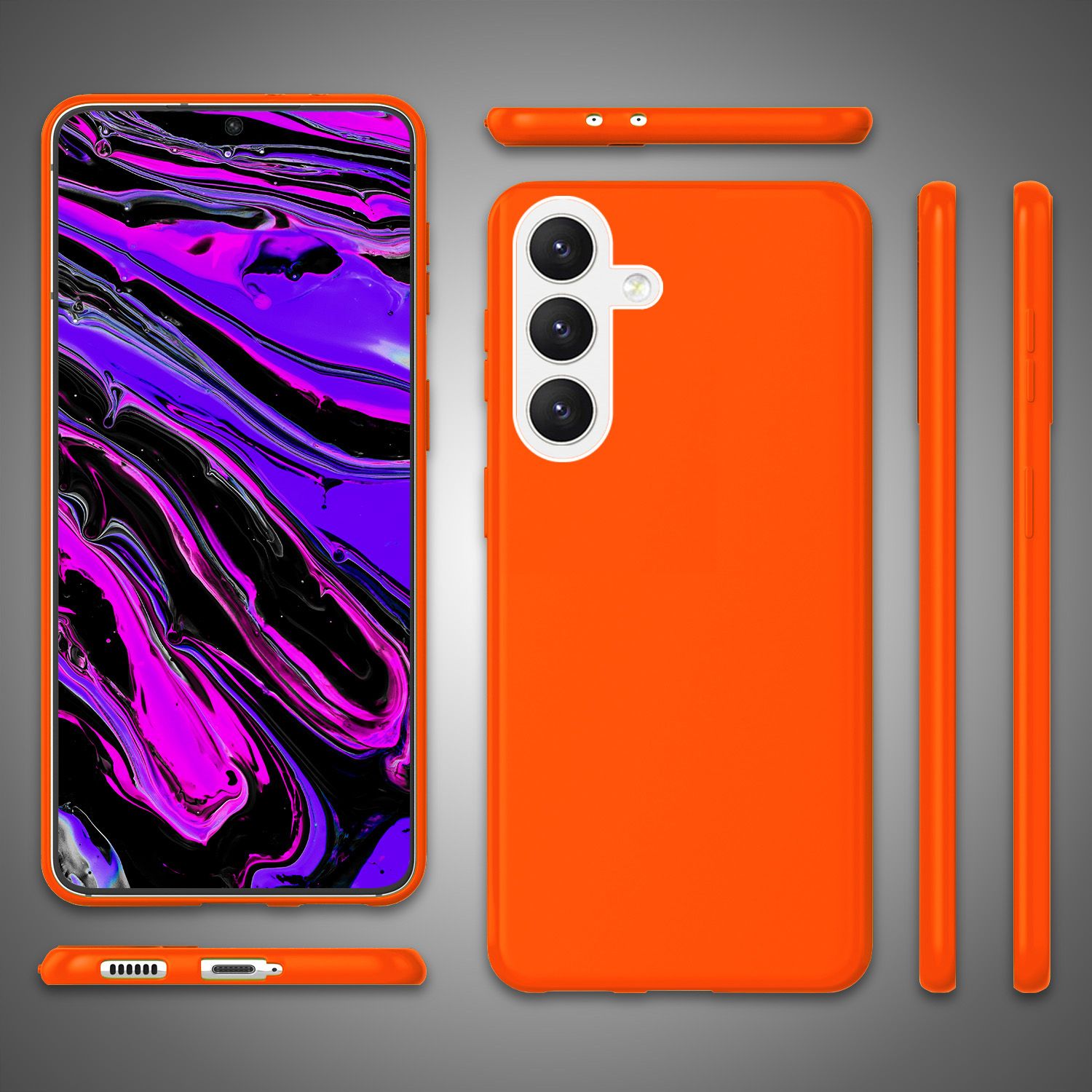 NALIA Farbintensive Neon Silikonhülle für Samsung Galaxy S24 Plus Hülle, Dünne Schutzhülle in Bunt Leuchtender Neonfarbe