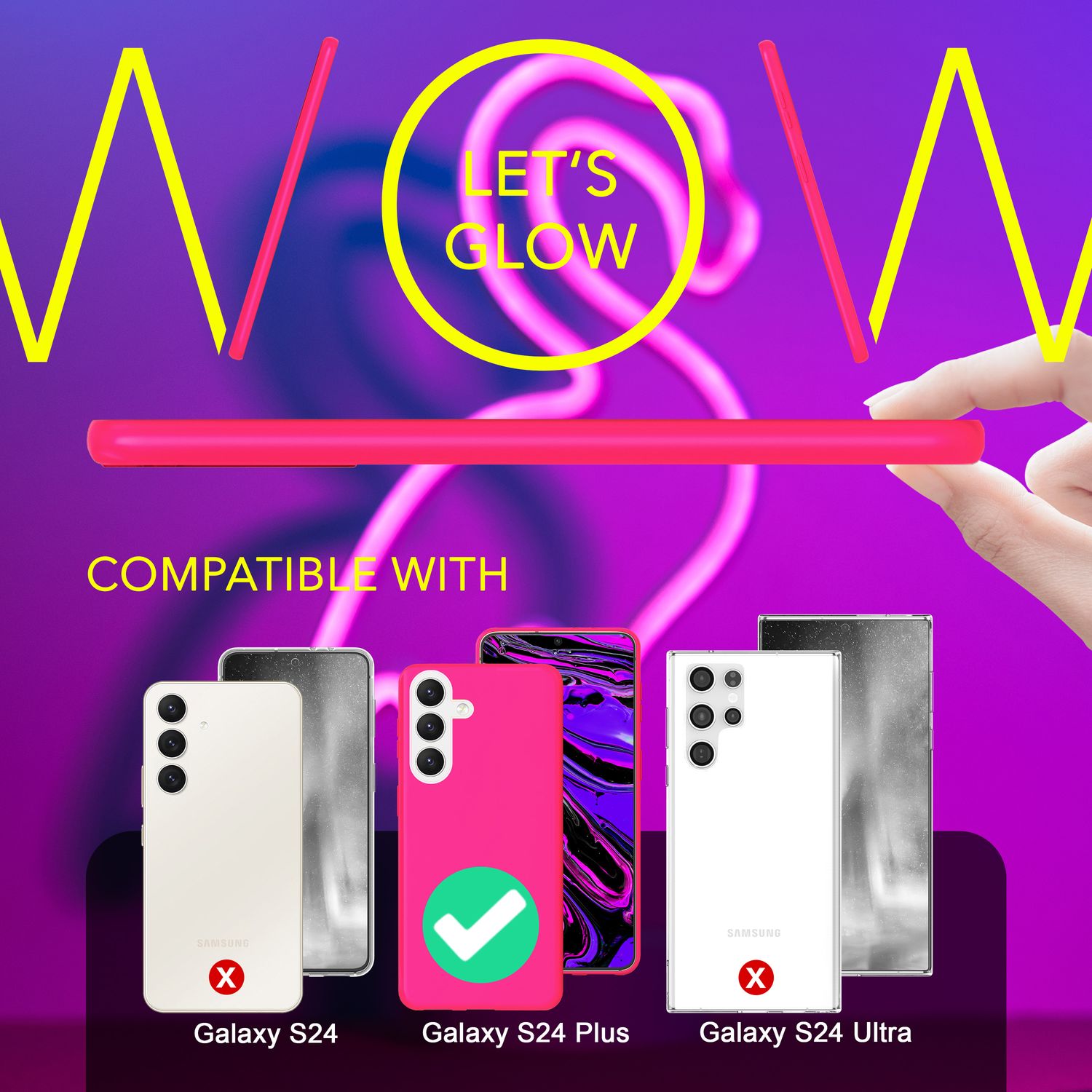 NALIA Farbintensive Neon Silikonhülle für Samsung Galaxy S24 Plus Hülle, Dünne Schutzhülle in Bunt Leuchtender Neonfarbe