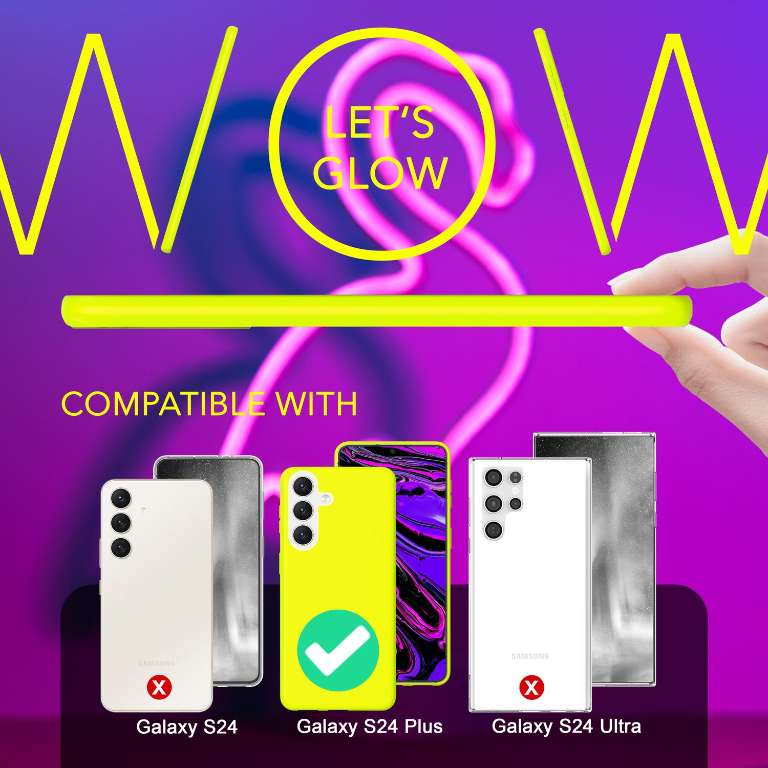 NALIA Farbintensive Neon Silikonhülle für Samsung Galaxy S24 Plus Hülle, Dünne Schutzhülle in Bunt Leuchtender Neonfarbe