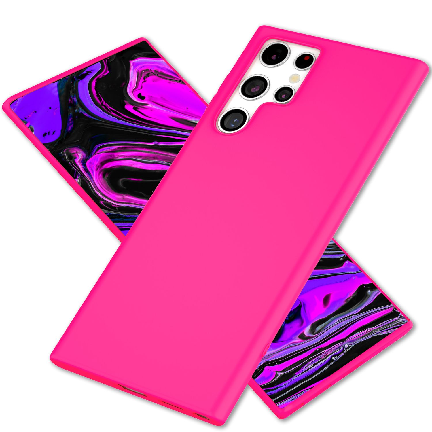 NALIA Farbintensive Neon Silikonhülle für Samsung Galaxy S24 Ultra Hülle, Schutzhülle in Bunt Leuchtender Neonfarbe