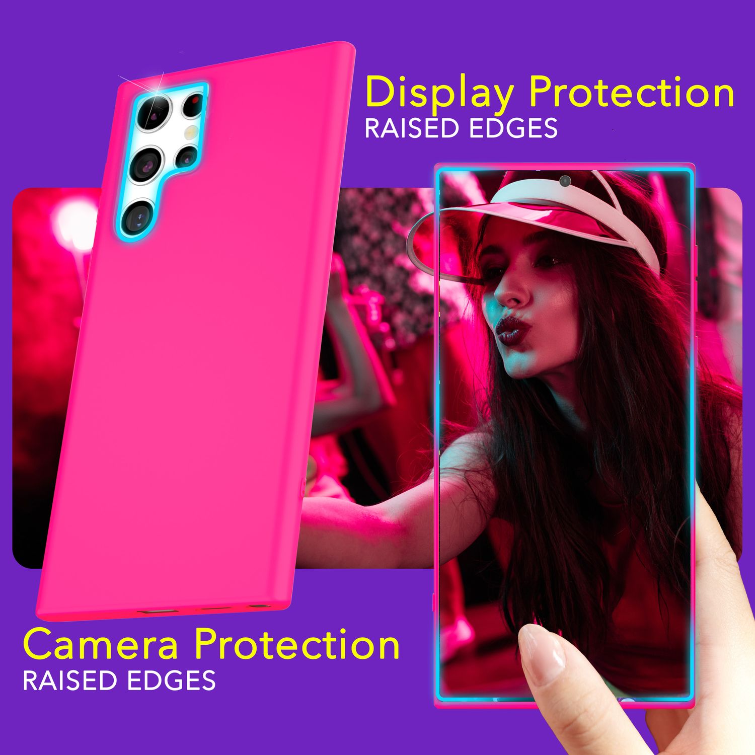 NALIA Farbintensive Neon Silikonhülle für Samsung Galaxy S24 Ultra Hülle, Schutzhülle in Bunt Leuchtender Neonfarbe