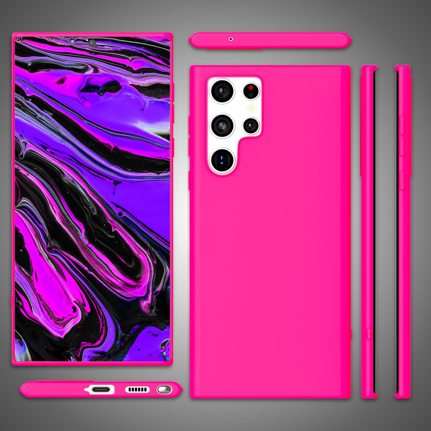 NALIA Farbintensive Neon Silikonhülle für Samsung Galaxy S24 Ultra Hülle, Schutzhülle in Bunt Leuchtender Neonfarbe