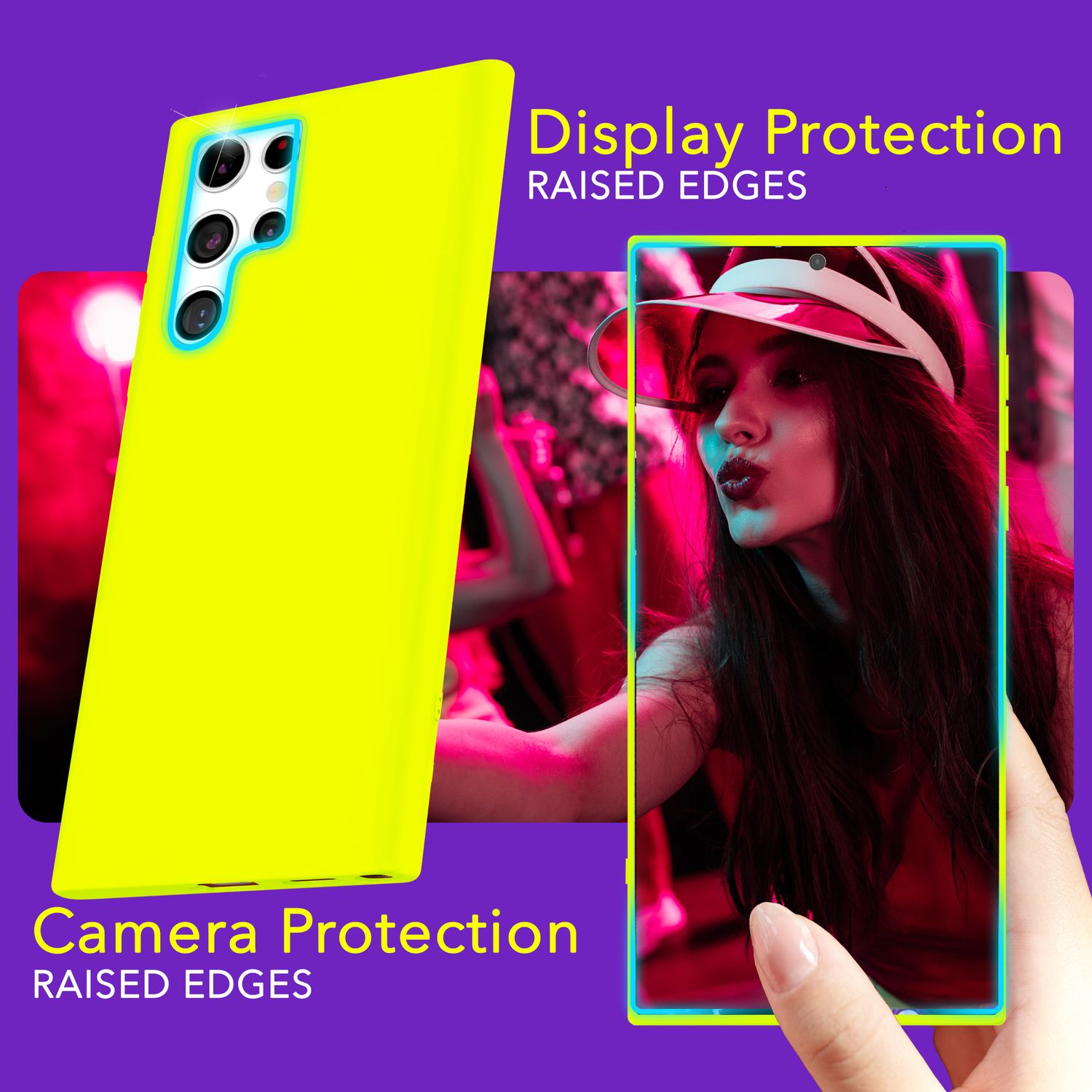 NALIA Farbintensive Neon Silikonhülle für Samsung Galaxy S24 Ultra Hülle, Schutzhülle in Bunt Leuchtender Neonfarbe