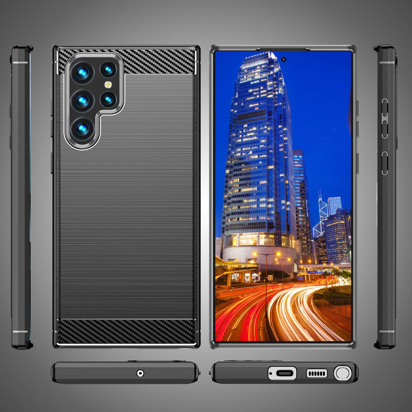 NALIA Carbon-Style Silikonhülle für Samsung Galaxy S24 Ultra Hülle, Matt-Schwarze Schutzhülle mit Kohlefaser-Struktur