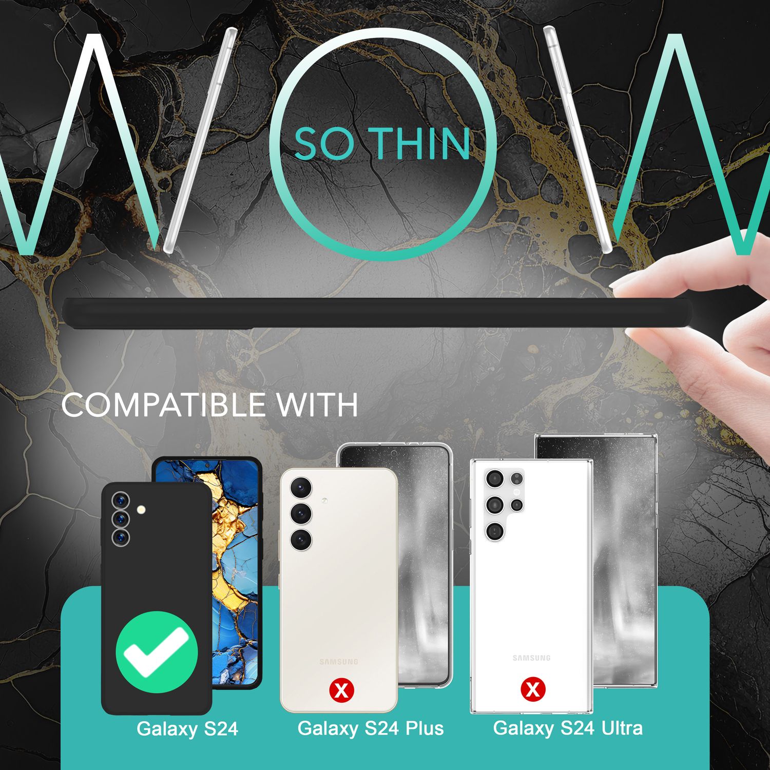 NALIA Extrem Dünnes Hardcase für Samsung Galaxy S24 Hülle, 0,3mm Ultra Schlanke Schutzhülle Extra Slim Schwarz Opak NALIA SlimFit Hülle