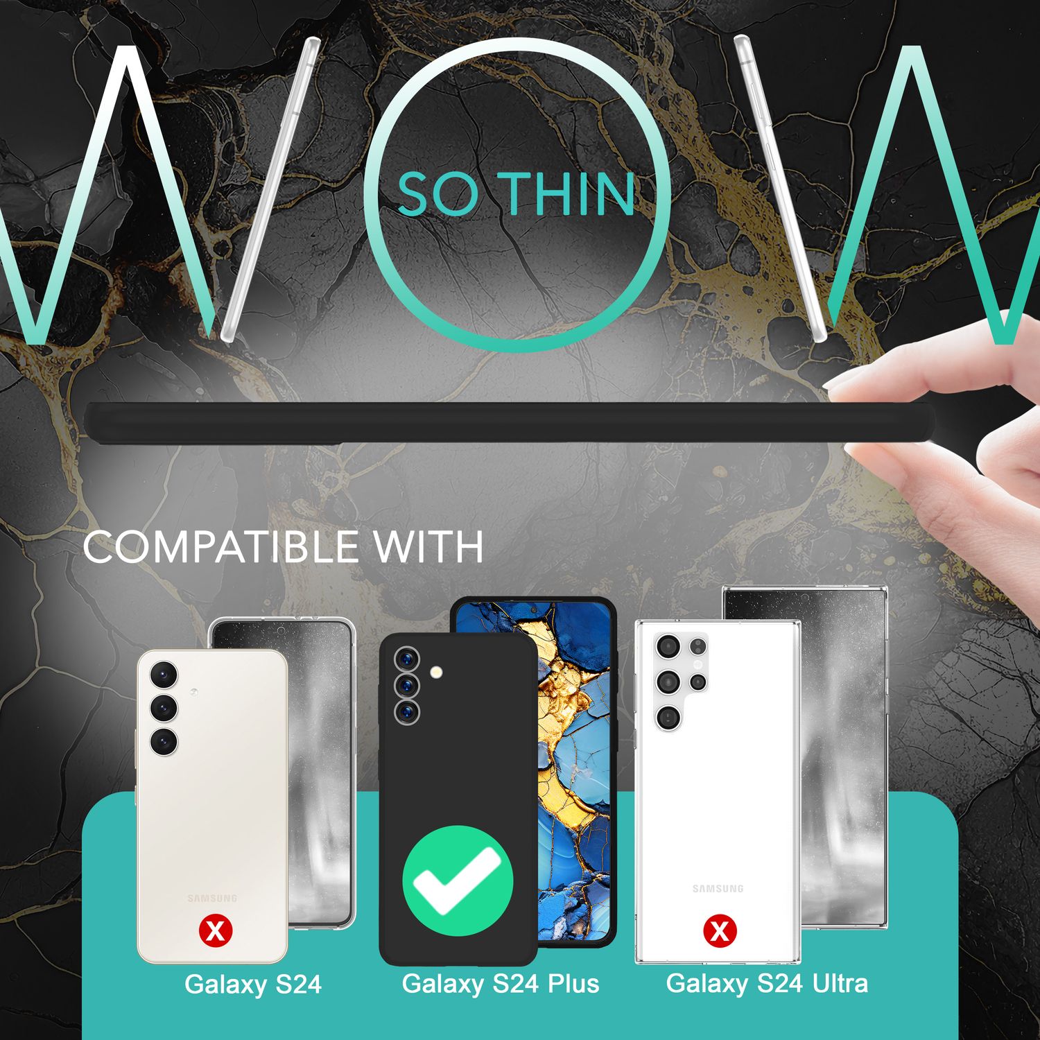 NALIA Extrem Dünnes Hardcase für Samsung Galaxy S24 Plus Hülle, 0,3mm Ultra Schlanke Schutzhülle, Extra Slim Cover Matt Schwarz Opak NALIA SlimFit Hülle