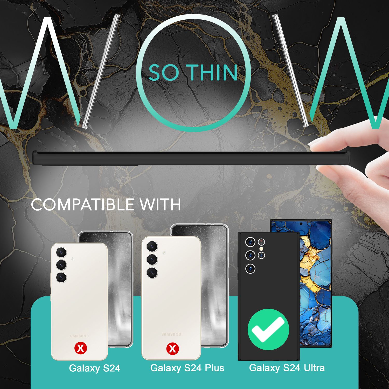 NALIA Extrem Dünnes Hardcase für Samsung Galaxy S24 Ultra Hülle, 0,3mm Ultra Schlanke Schutzhülle Slim Schwarz Opak NALIA SlimFit Hülle