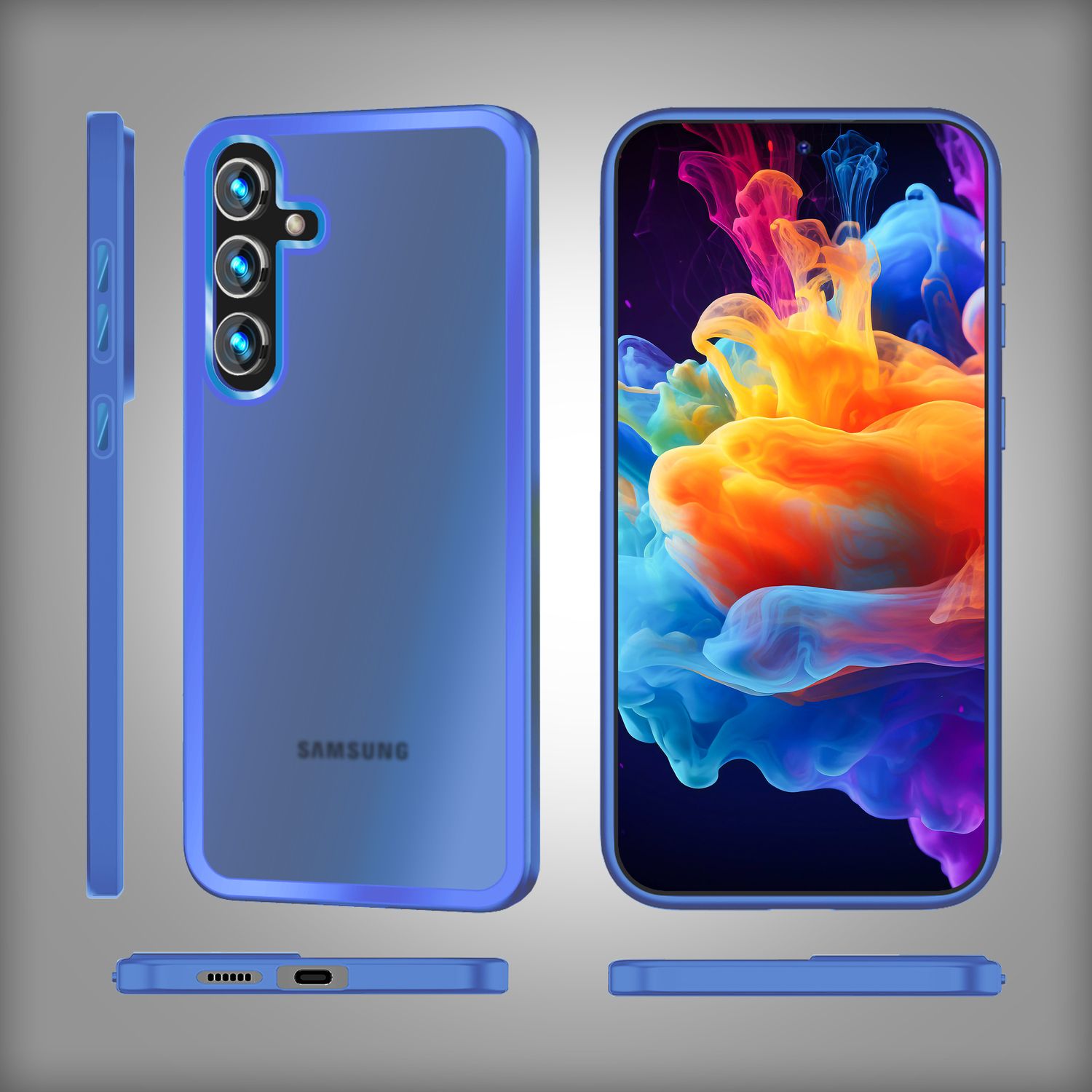 NALIA Matte Hybrid Schutzhülle für Samsung Galaxy S24 Hülle, Semi-Transparente Stoßfeste Harte Rückseite & Schutz-Rahmen