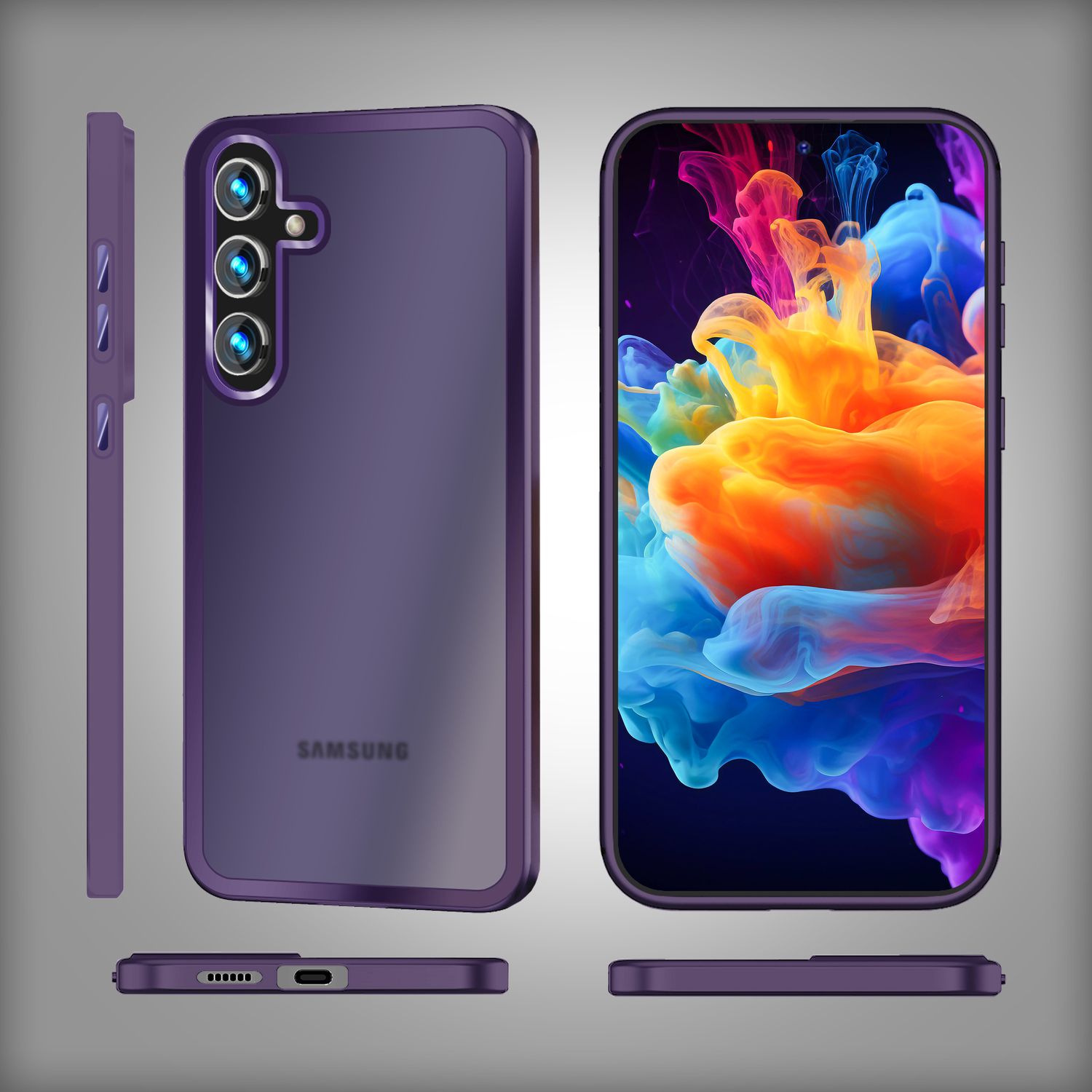 NALIA Matte Hybrid Schutzhülle für Samsung Galaxy S24 Hülle, Semi-Transparente Stoßfeste Harte Rückseite & Schutz-Rahmen