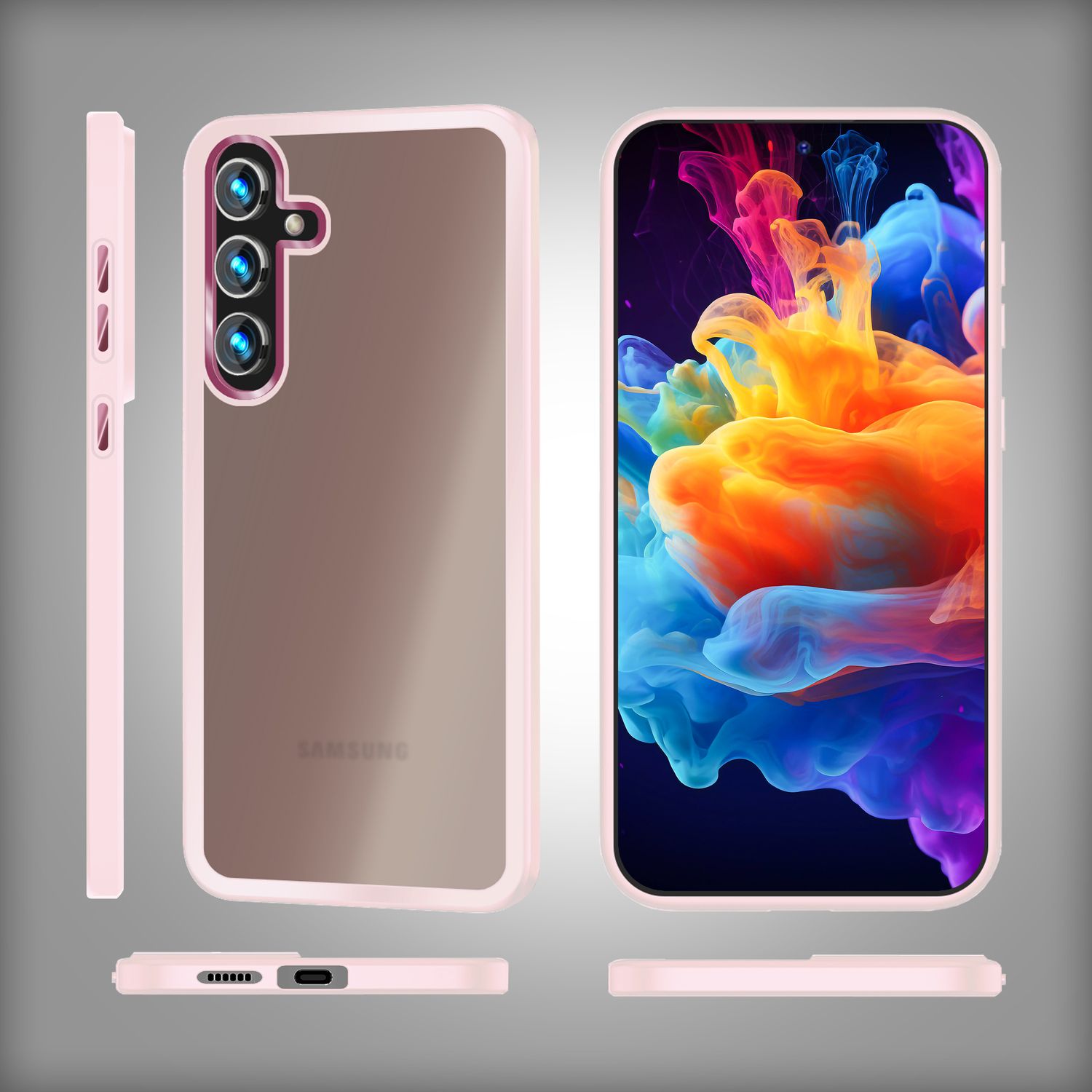 NALIA Matte Hybrid Schutzhülle für Samsung Galaxy S24 Hülle, Semi-Transparente Stoßfeste Harte Rückseite & Schutz-Rahmen