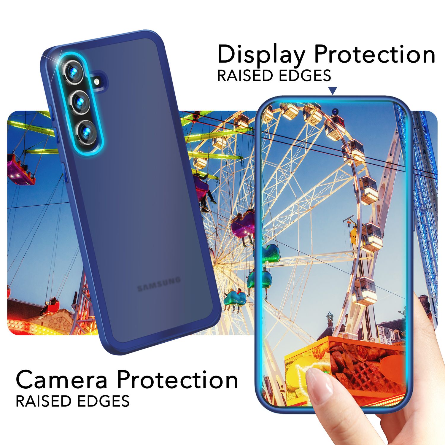 NALIA Matte Hybrid Schutzhülle für Samsung Galaxy S24 Plus Hülle, Semi-Transparente Harte Rückseite & Fallschutz-Rahmen Dunkelblau NALIA Protective Hülle
