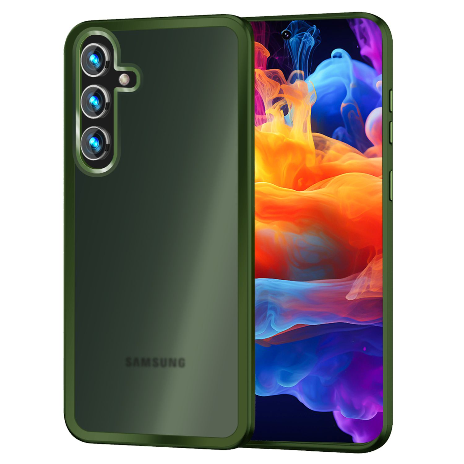 NALIA Matte Hybrid Schutzhülle für Samsung Galaxy S24 Plus Hülle, Semi-Transparente Harte Rückseite & Fallschutz-Rahmen Dunkel-Grün NALIA Protective Hülle