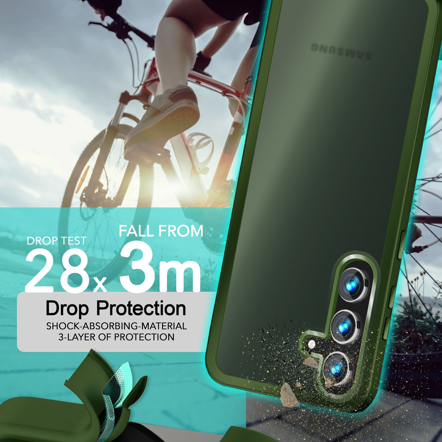 NALIA Matte Hybrid Schutzhülle für Samsung Galaxy S24 Plus Hülle, Semi-Transparente Harte Rückseite & Fallschutz-Rahmen Dunkel-Grün NALIA Protective Hülle