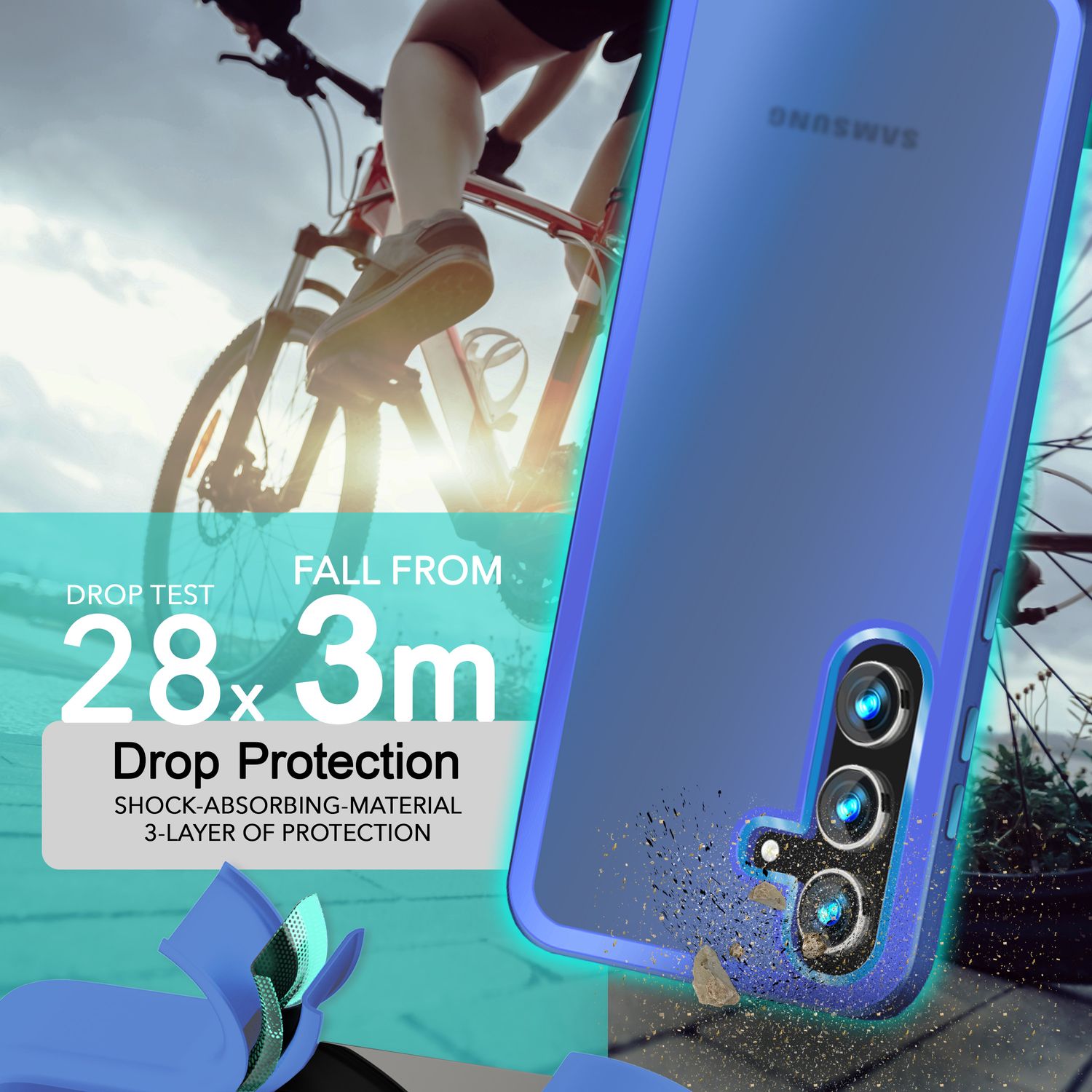 NALIA Matte Hybrid Schutzhülle für Samsung Galaxy S24 Plus Hülle, Semi-Transparente Harte Rückseite & Fallschutz-Rahmen Hellblau NALIA Protective Hülle