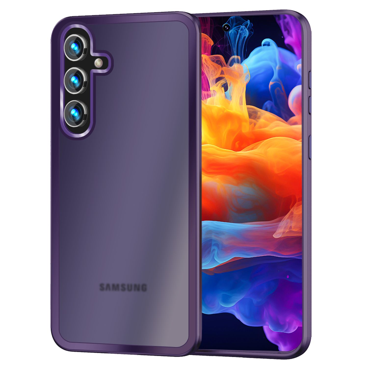 NALIA Matte Hybrid Schutzhülle für Samsung Galaxy S24 Plus Hülle, Semi-Transparente Harte Rückseite & Fallschutz-Rahmen Lila NALIA Protective Hülle