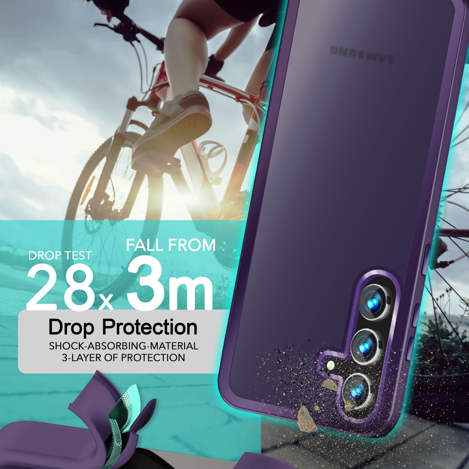 NALIA Matte Hybrid Schutzhülle für Samsung Galaxy S24 Plus Hülle, Semi-Transparente Harte Rückseite & Fallschutz-Rahmen Lila NALIA Protective Hülle