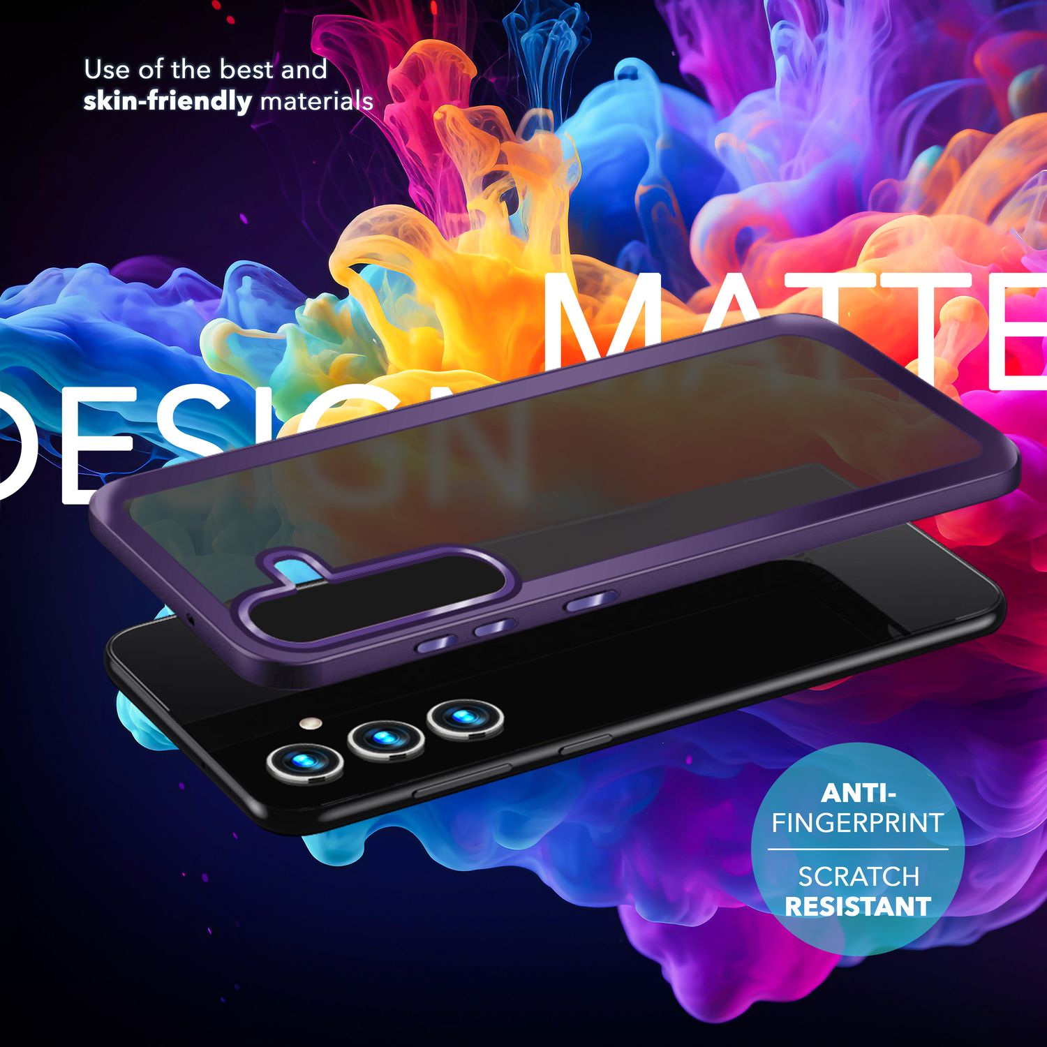 NALIA Matte Hybrid Schutzhülle für Samsung Galaxy S24 Plus Hülle, Semi-Transparente Harte Rückseite & Fallschutz-Rahmen Lila NALIA Protective Hülle