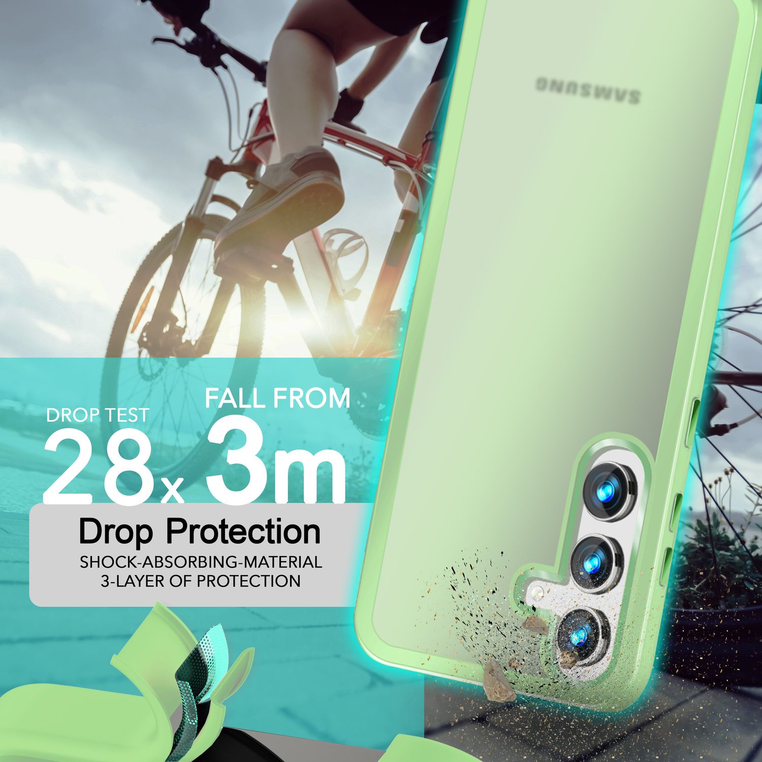 NALIA Matte Hybrid Schutzhülle für Samsung Galaxy S24 Plus Hülle, Semi-Transparente Harte Rückseite & Fallschutz-Rahmen Mint-Grün NALIA Protective Hülle