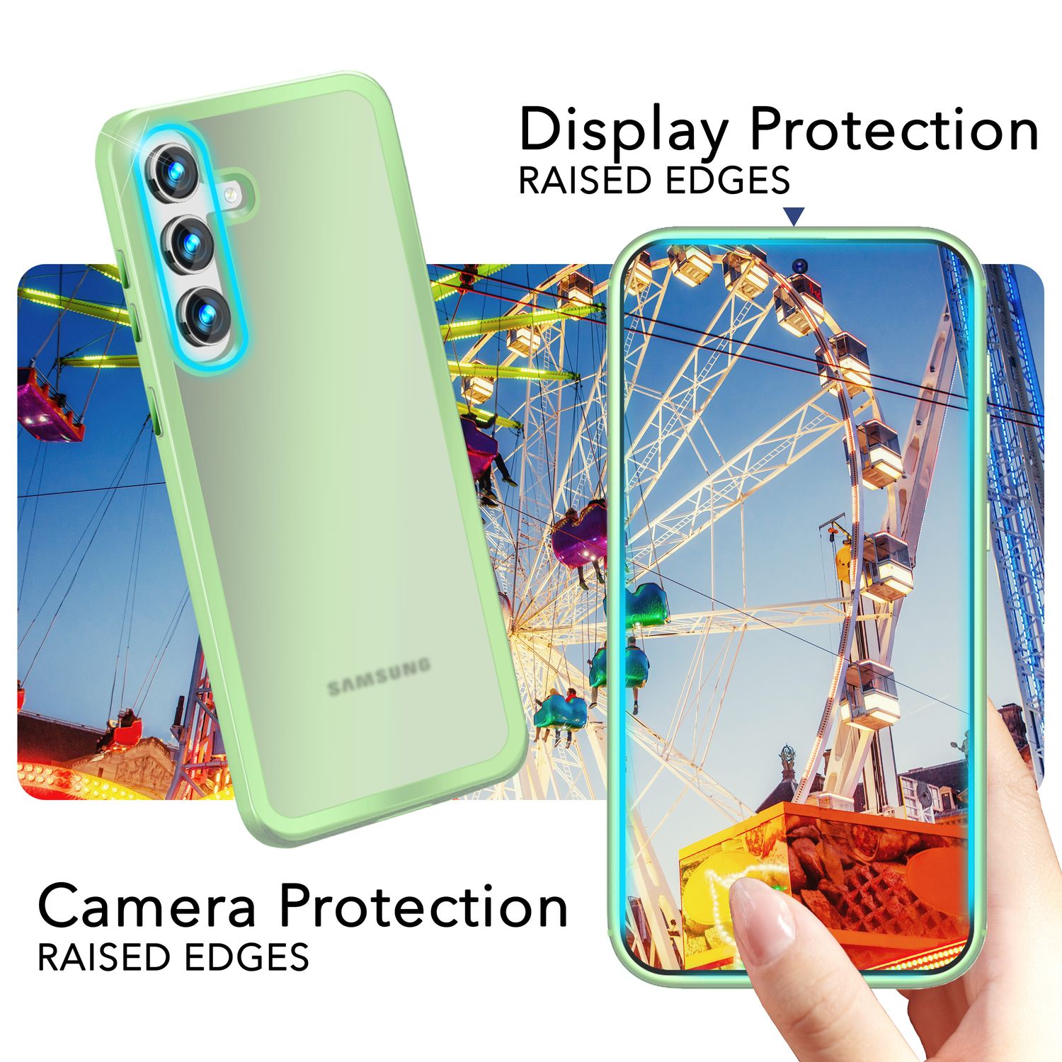 NALIA Matte Hybrid Schutzhülle für Samsung Galaxy S24 Plus Hülle, Semi-Transparente Harte Rückseite & Fallschutz-Rahmen Mint-Grün NALIA Protective Hülle