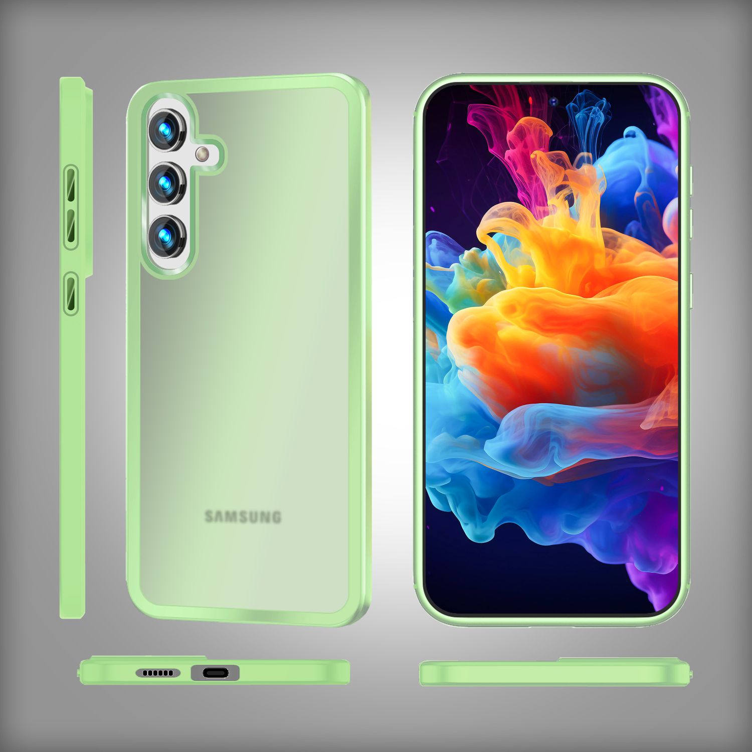 NALIA Matte Hybrid Schutzhülle für Samsung Galaxy S24 Plus Hülle, Semi-Transparente Harte Rückseite & Fallschutz-Rahmen Mint-Grün NALIA Protective Hülle