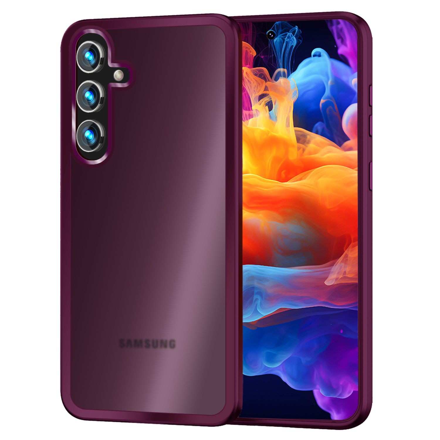 NALIA Matte Hybrid Schutzhülle für Samsung Galaxy S24 Plus Hülle, Semi-Transparente Harte Rückseite & Fallschutz-Rahmen Rot NALIA Protective Hülle