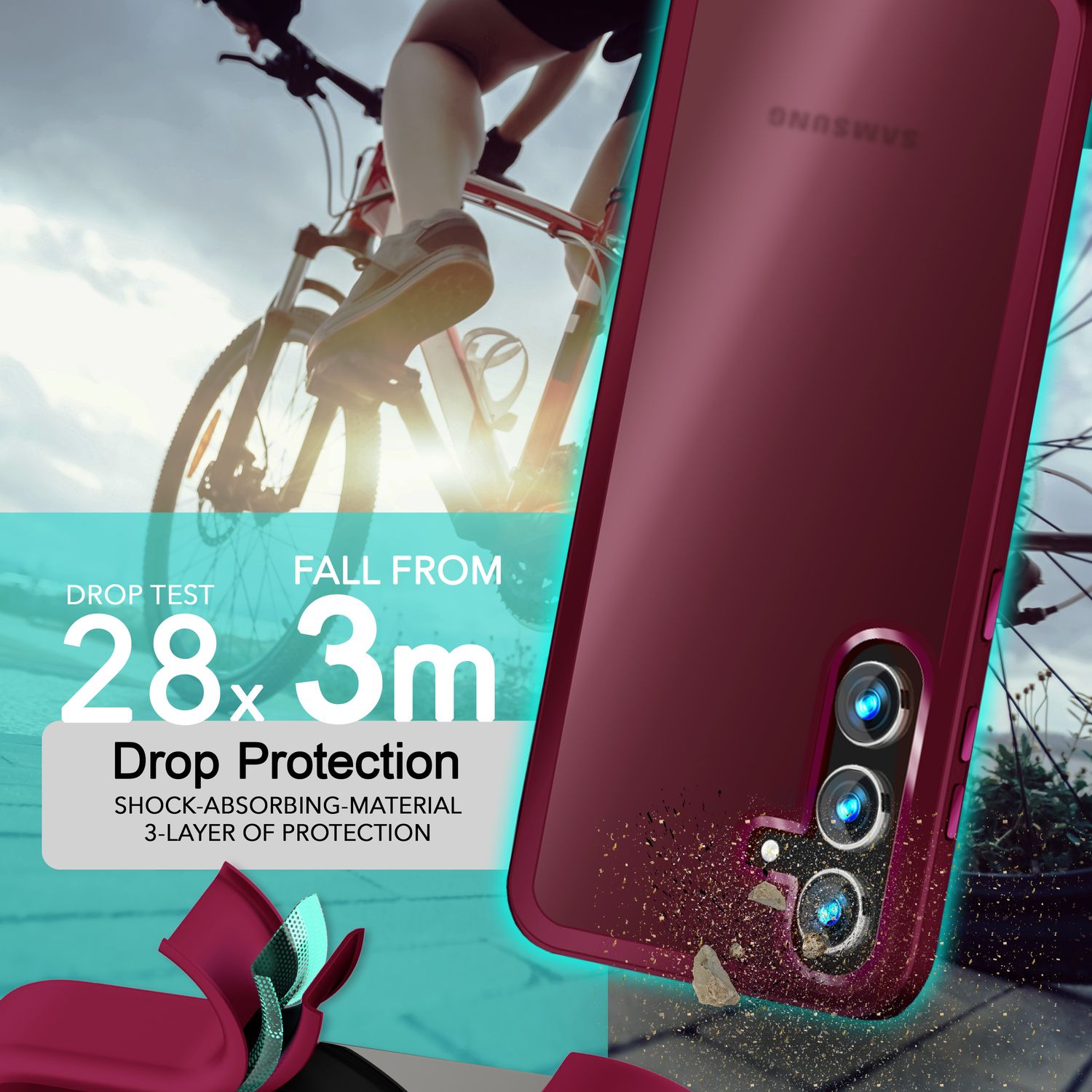 NALIA Matte Hybrid Schutzhülle für Samsung Galaxy S24 Plus Hülle, Semi-Transparente Harte Rückseite & Fallschutz-Rahmen Rot NALIA Protective Hülle