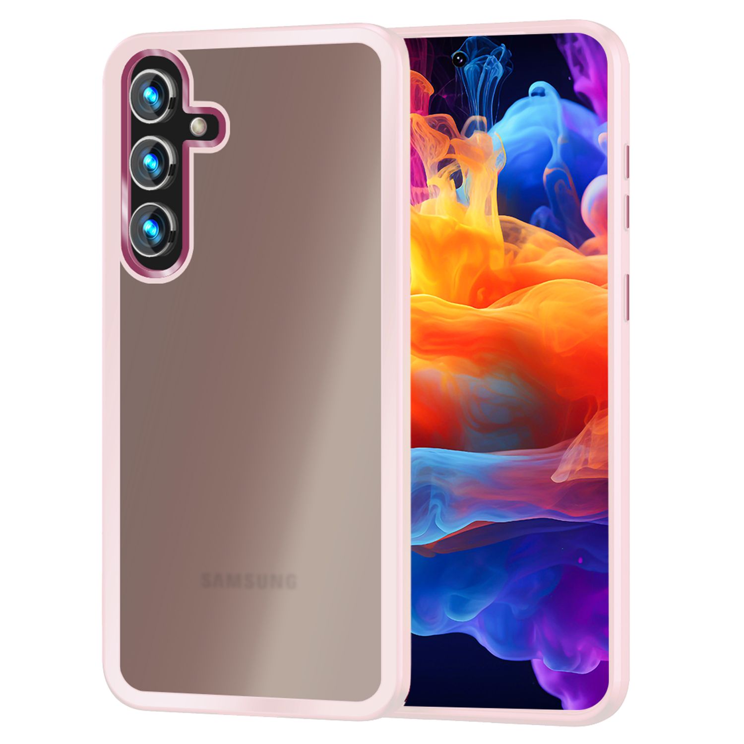 NALIA Matte Hybrid Schutzhülle für Samsung Galaxy S24 Plus Hülle, Semi-Transparente Harte Rückseite & Fallschutz-Rahmen Rosa NALIA Protective Hülle