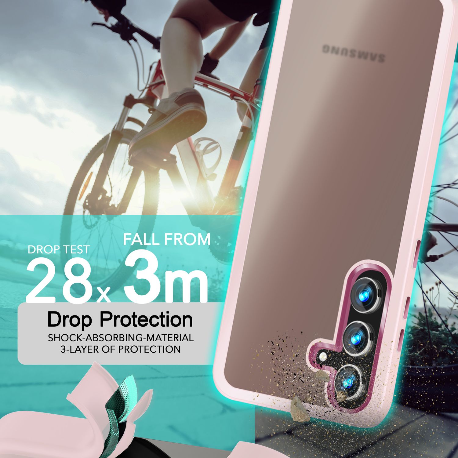 NALIA Matte Hybrid Schutzhülle für Samsung Galaxy S24 Plus Hülle, Semi-Transparente Harte Rückseite & Fallschutz-Rahmen Rosa NALIA Protective Hülle