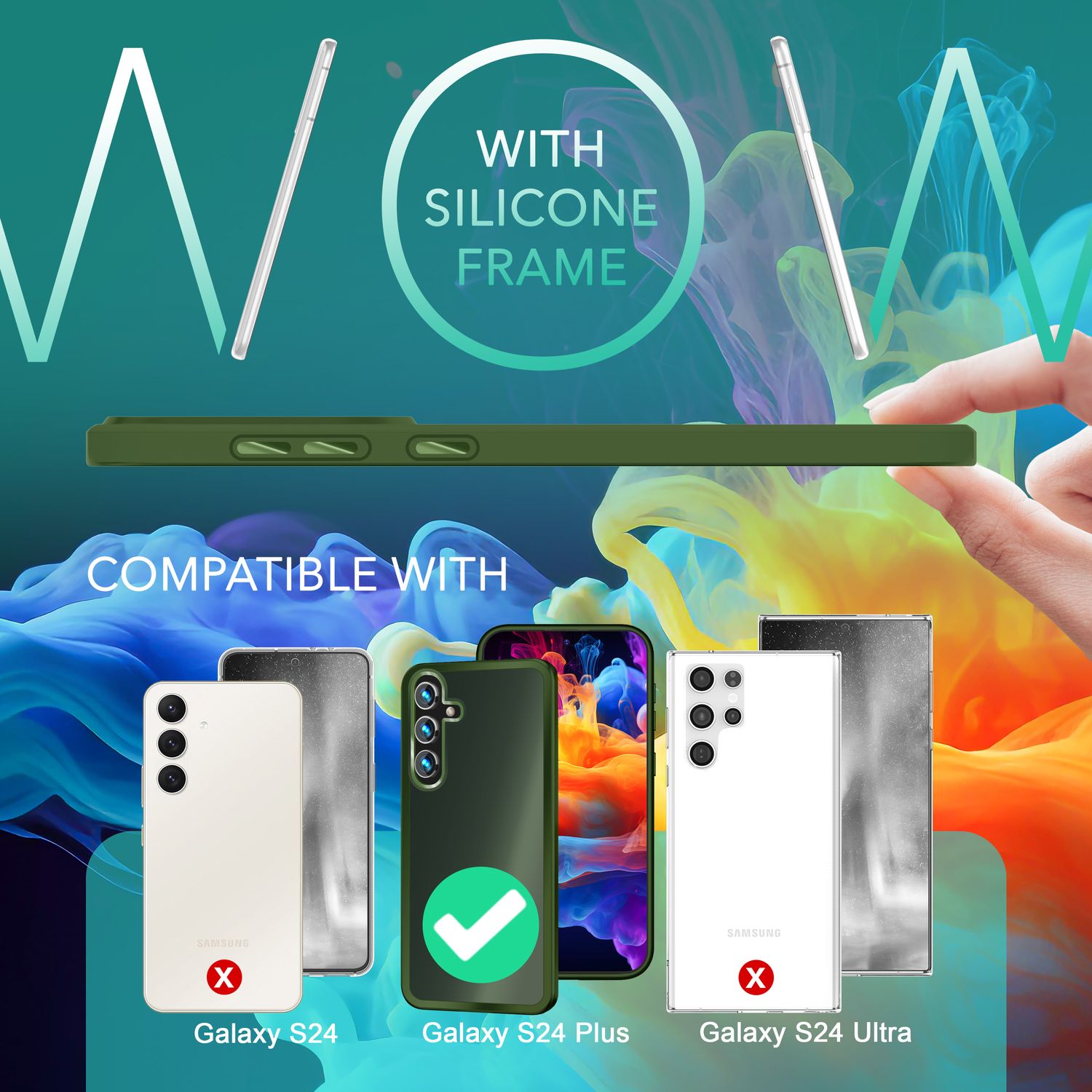 NALIA Matte Hybrid Schutzhülle für Samsung Galaxy S24 Plus Hülle, Semi-Transparente Harte Rückseite & Fallschutz-Rahmen Dunkel-Grün NALIA Protective Hülle