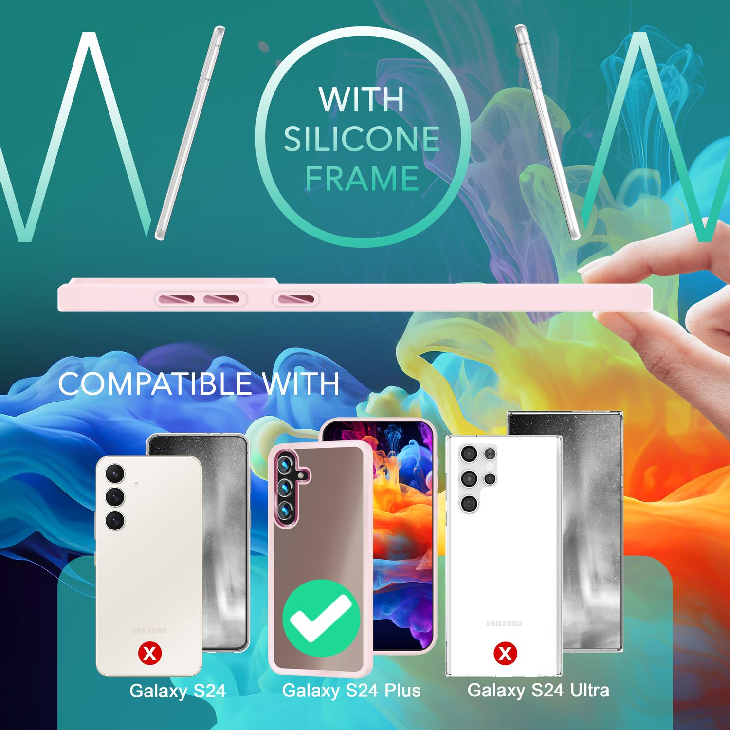 NALIA Matte Hybrid Schutzhülle für Samsung Galaxy S24 Plus Hülle, Semi-Transparente Harte Rückseite & Fallschutz-Rahmen Rosa NALIA Protective Hülle