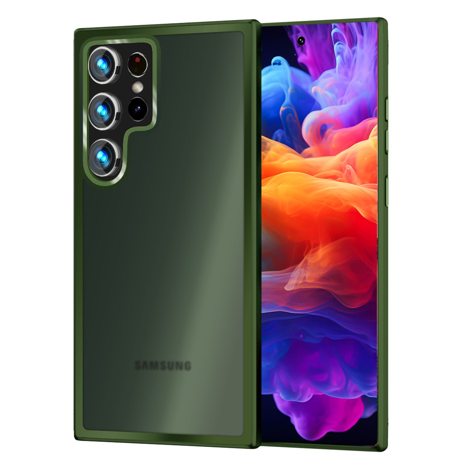 NALIA Matte Hybrid Schutzhülle für Samsung Galaxy S24 Ultra Hülle, Semi-Transparente Harte Rückseite & Fallschutz-Rahmen