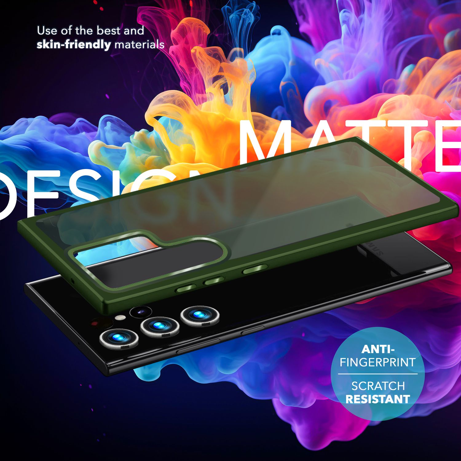 NALIA Matte Hybrid Schutzhülle für Samsung Galaxy S24 Ultra Hülle, Semi-Transparente Harte Rückseite & Fallschutz-Rahmen