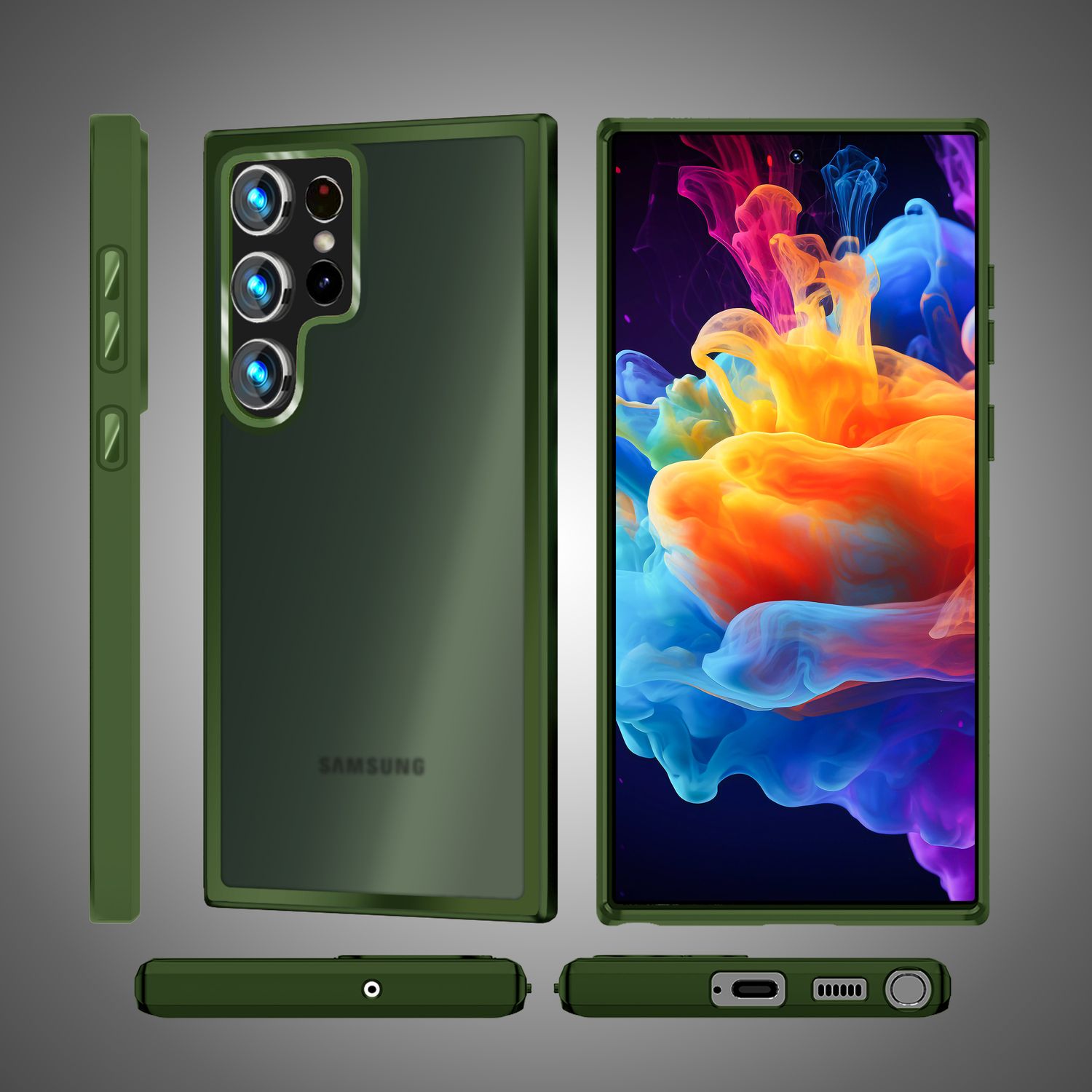 NALIA Matte Hybrid Schutzhülle für Samsung Galaxy S24 Ultra Hülle, Semi-Transparente Harte Rückseite & Fallschutz-Rahmen