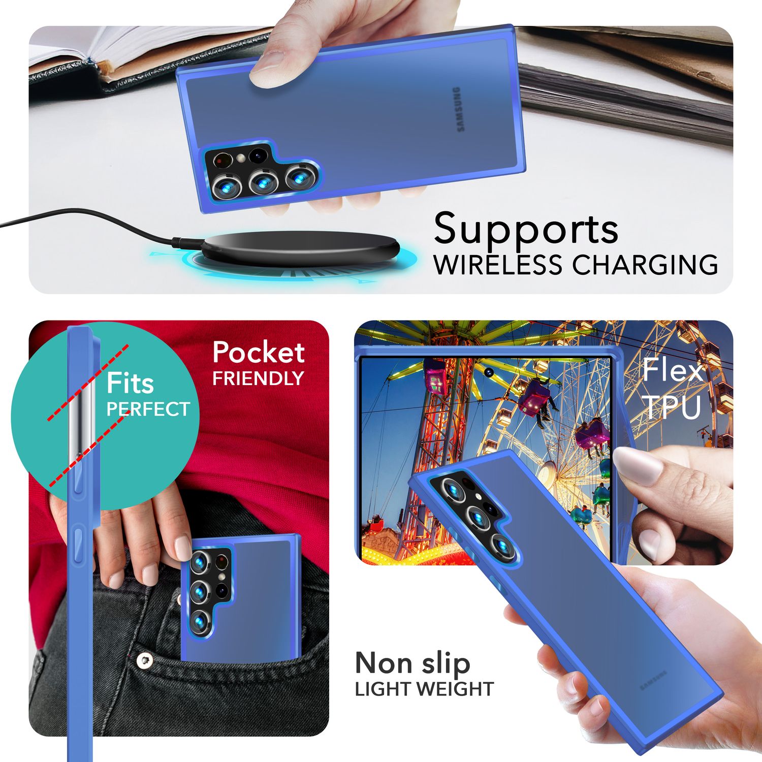 NALIA Matte Hybrid Schutzhülle für Samsung Galaxy S24 Ultra Hülle, Semi-Transparente Harte Rückseite & Fallschutz-Rahmen