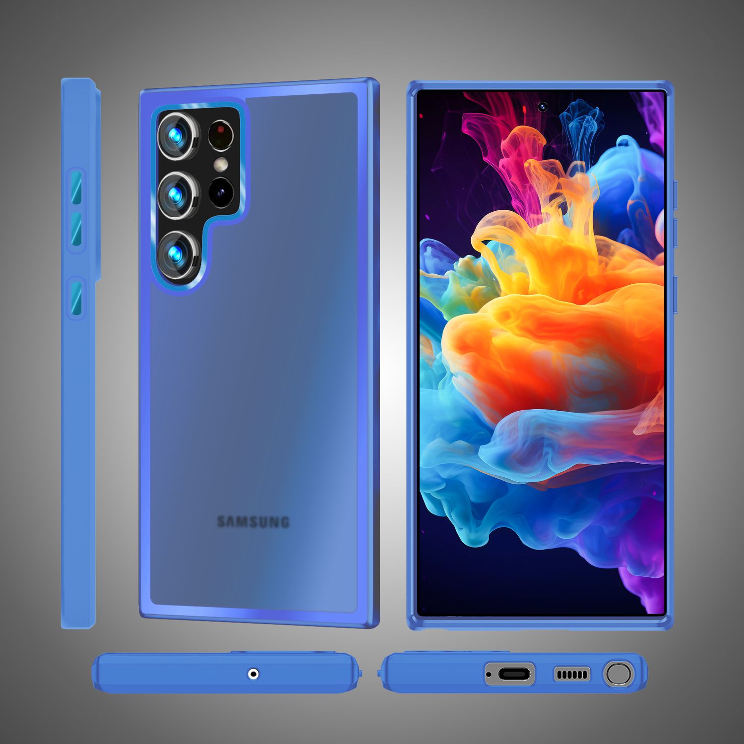 NALIA Matte Hybrid Schutzhülle für Samsung Galaxy S24 Ultra Hülle, Semi-Transparente Harte Rückseite & Fallschutz-Rahmen