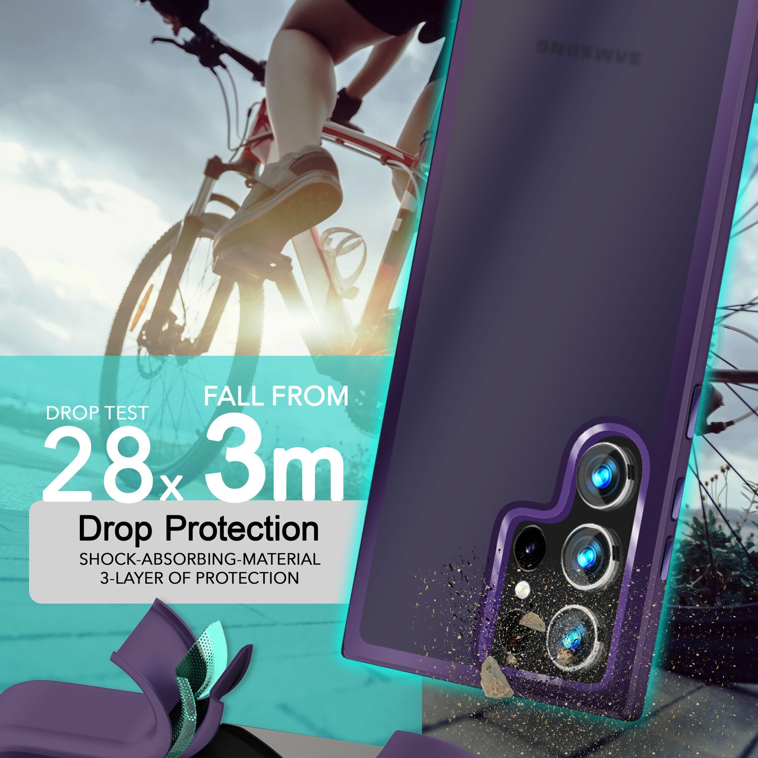 NALIA Matte Hybrid Schutzhülle für Samsung Galaxy S24 Ultra Hülle, Semi-Transparente Harte Rückseite & Fallschutz-Rahmen