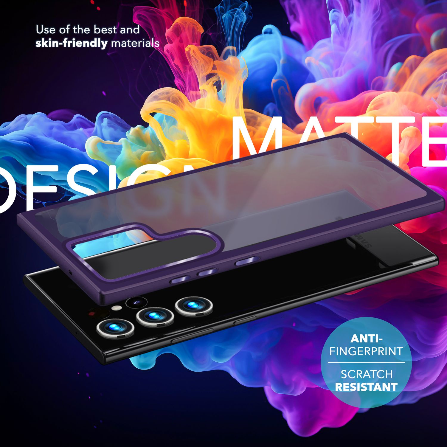 NALIA Matte Hybrid Schutzhülle für Samsung Galaxy S24 Ultra Hülle, Semi-Transparente Harte Rückseite & Fallschutz-Rahmen