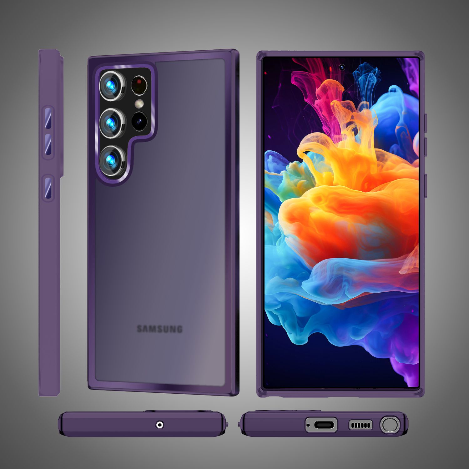 NALIA Matte Hybrid Schutzhülle für Samsung Galaxy S24 Ultra Hülle, Semi-Transparente Harte Rückseite & Fallschutz-Rahmen