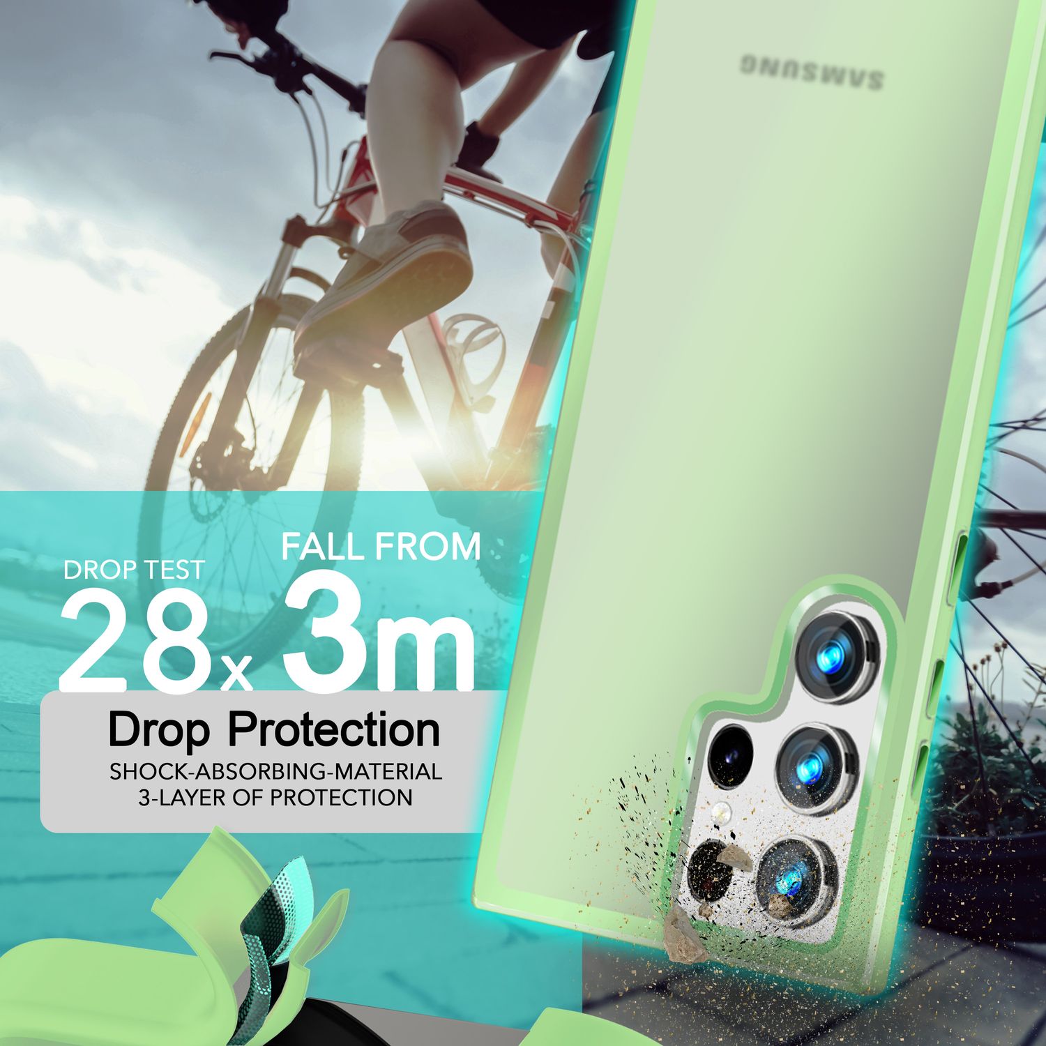 NALIA Matte Hybrid Schutzhülle für Samsung Galaxy S24 Ultra Hülle, Semi-Transparente Harte Rückseite & Fallschutz-Rahmen