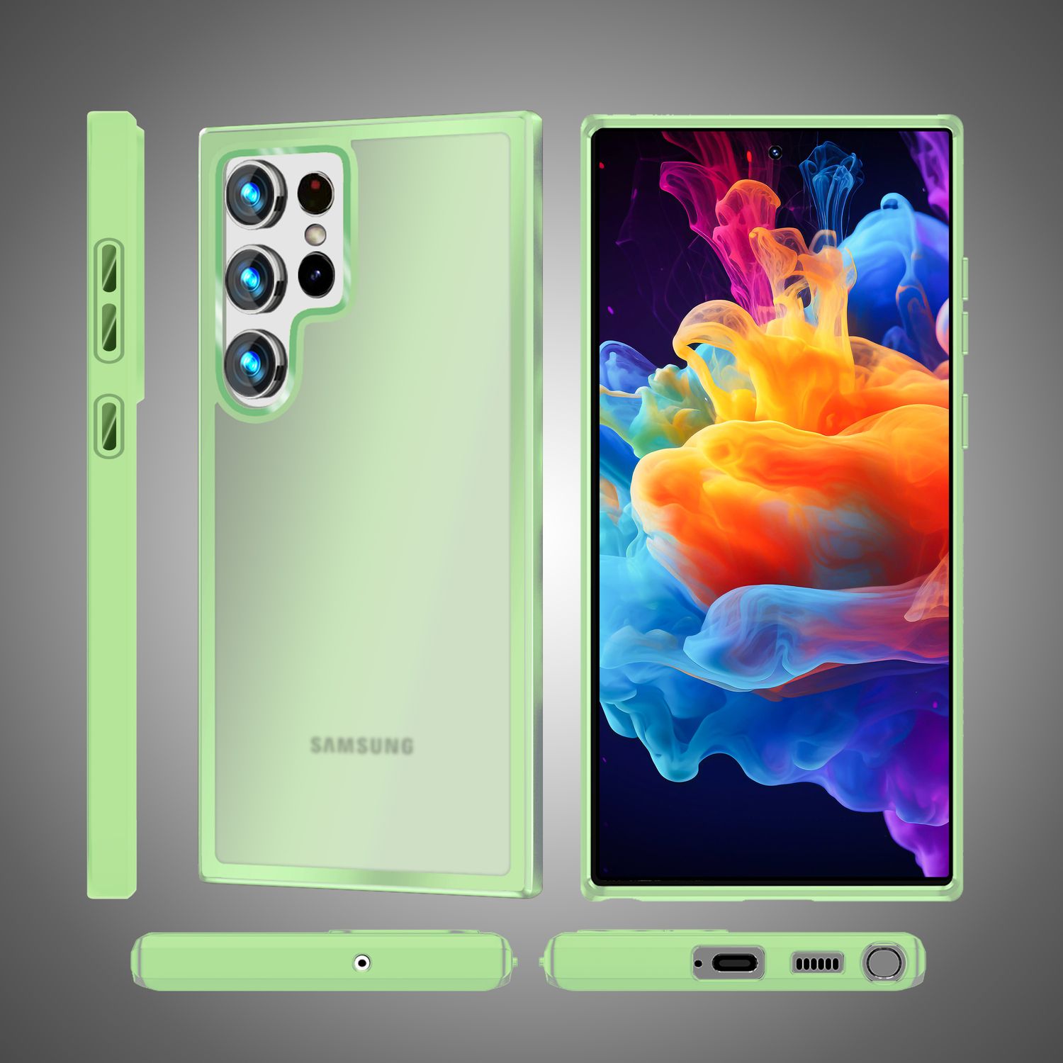 NALIA Matte Hybrid Schutzhülle für Samsung Galaxy S24 Ultra Hülle, Semi-Transparente Harte Rückseite & Fallschutz-Rahmen