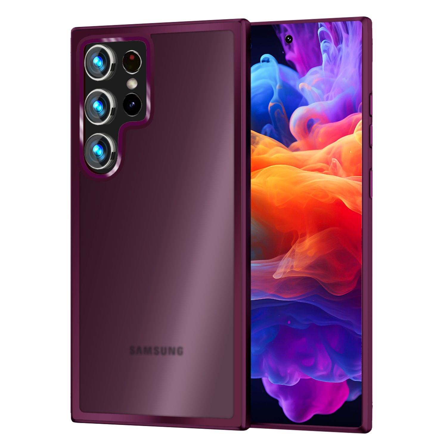 NALIA Matte Hybrid Schutzhülle für Samsung Galaxy S24 Ultra Hülle, Semi-Transparente Harte Rückseite & Fallschutz-Rahmen