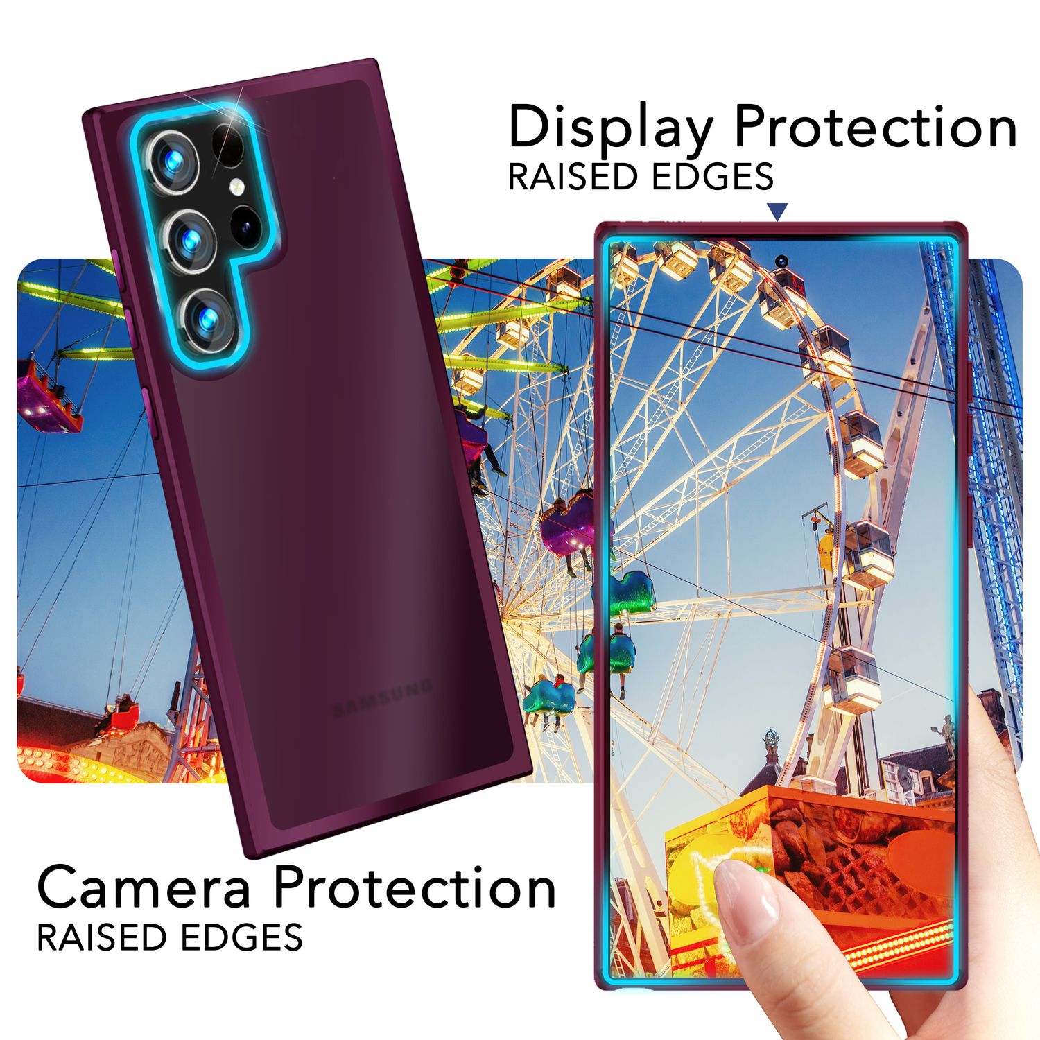 NALIA Matte Hybrid Schutzhülle für Samsung Galaxy S24 Ultra Hülle, Semi-Transparente Harte Rückseite & Fallschutz-Rahmen