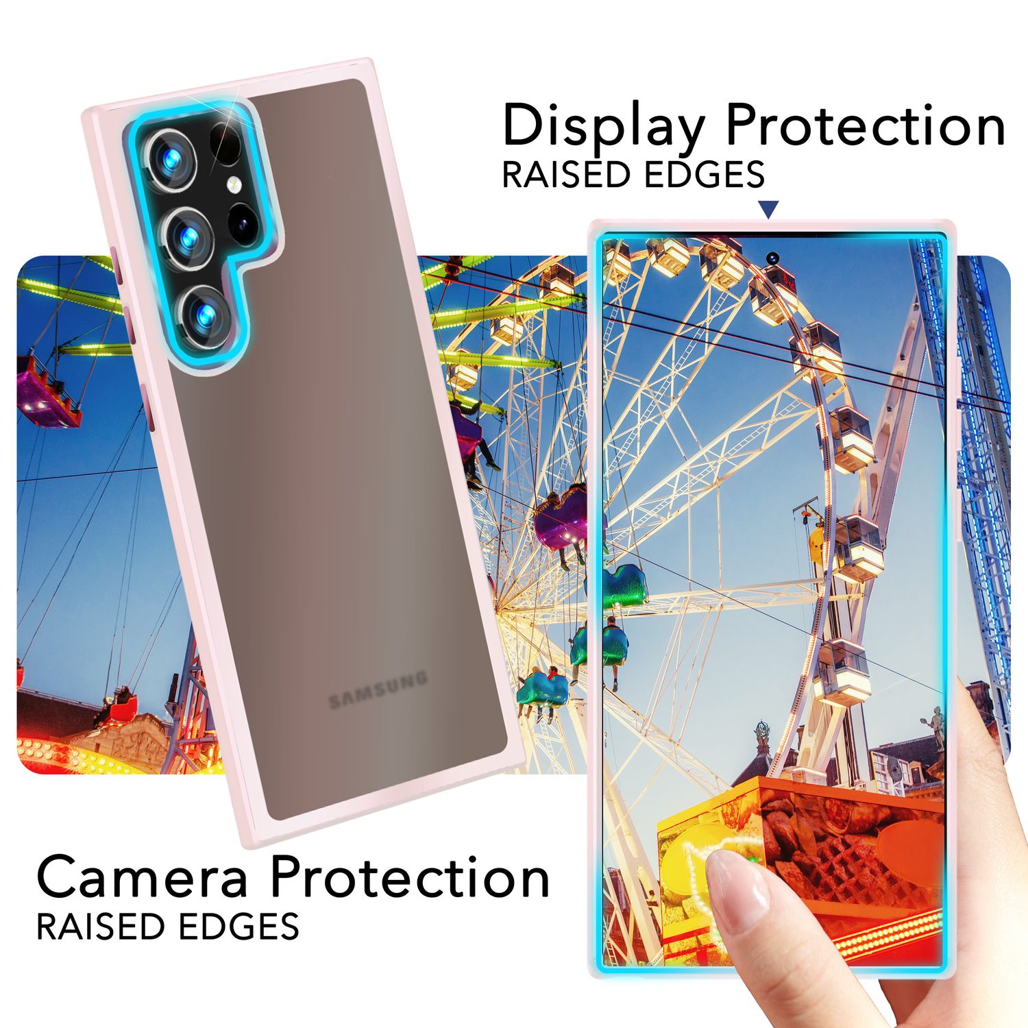 NALIA Matte Hybrid Schutzhülle für Samsung Galaxy S24 Ultra Hülle, Semi-Transparente Harte Rückseite & Fallschutz-Rahmen