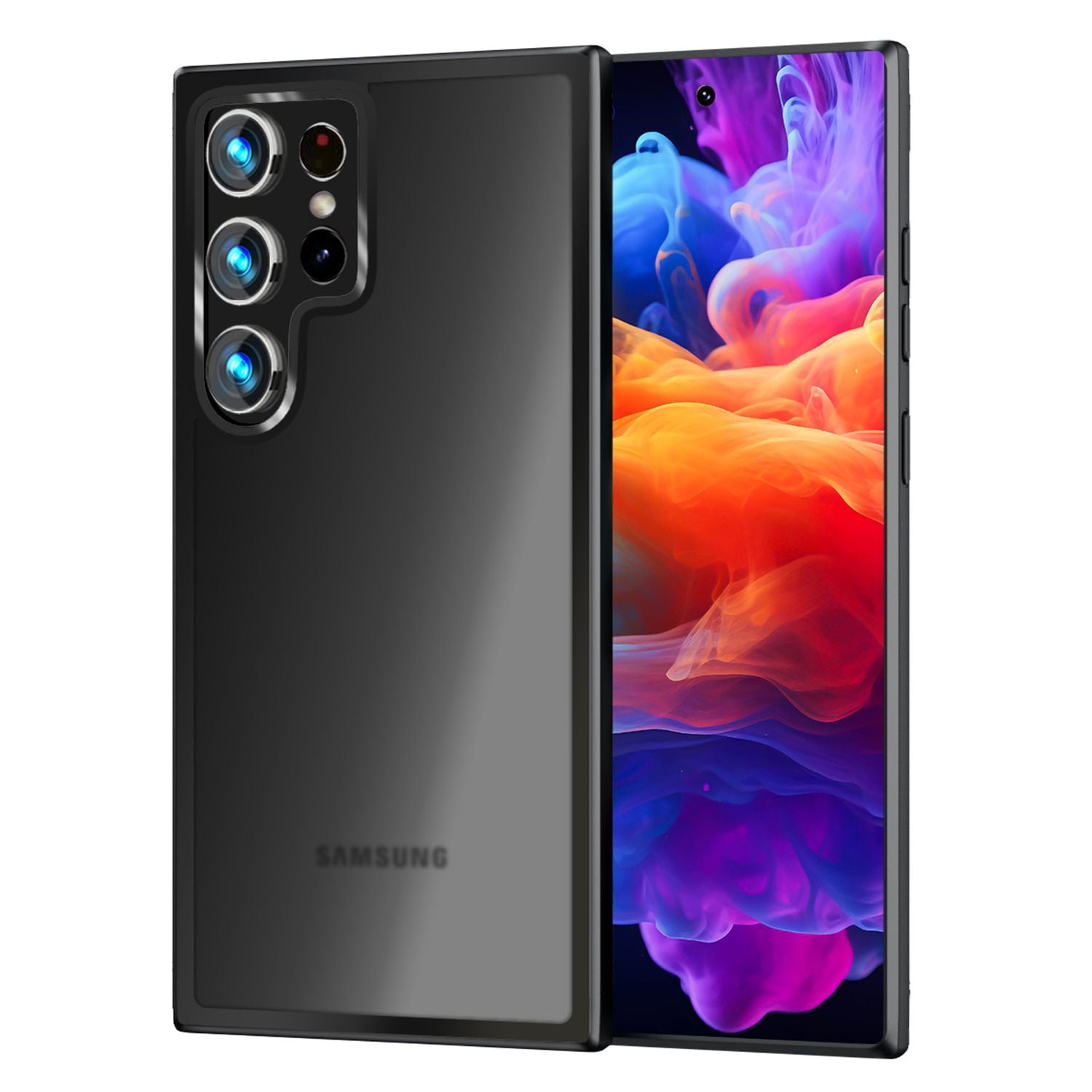 NALIA Matte Hybrid Schutzhülle für Samsung Galaxy S24 Ultra Hülle, Semi-Transparente Harte Rückseite & Fallschutz-Rahmen Schwarz NALIA Protective Hülle