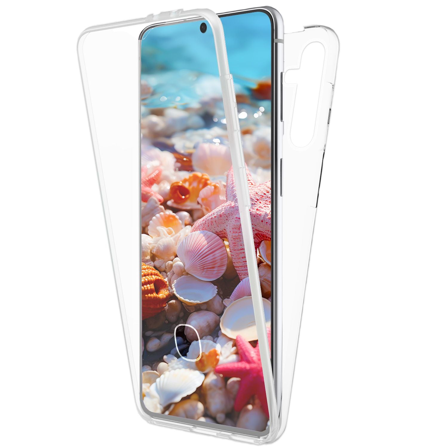 NALIA Klare 360-Grad Schutzhülle für Samsung Galaxy S24 Hülle,  Transparenter Rundum-Schutz mit harter Rückseite, Silikon-Rahmen &  Front-Cover