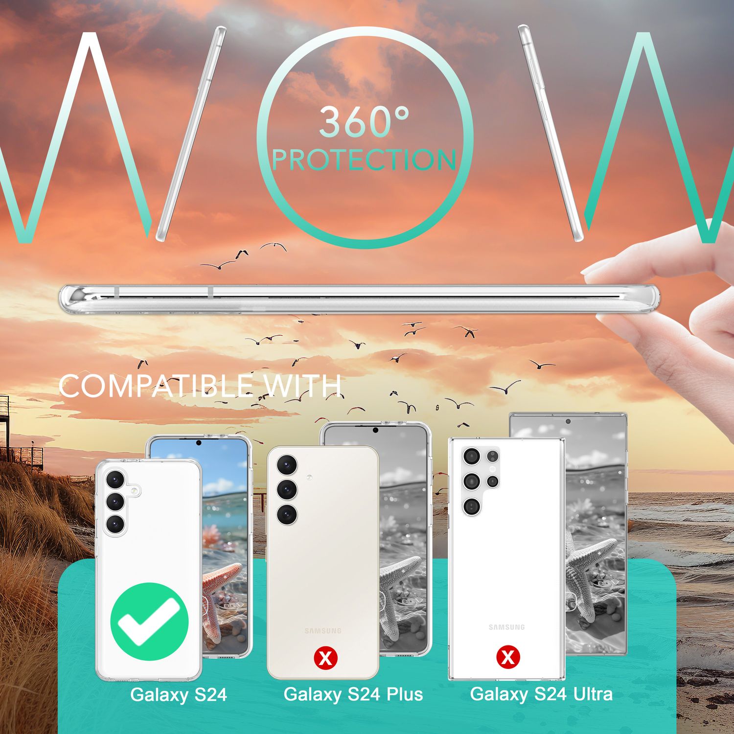 NALIA Klare 360-Grad Schutzhülle für Samsung Galaxy S24 Hülle, Transparenter Rundum-Schutz, Durchsichtig & Anti-Gelb Default Title NALIA Transparente Hülle