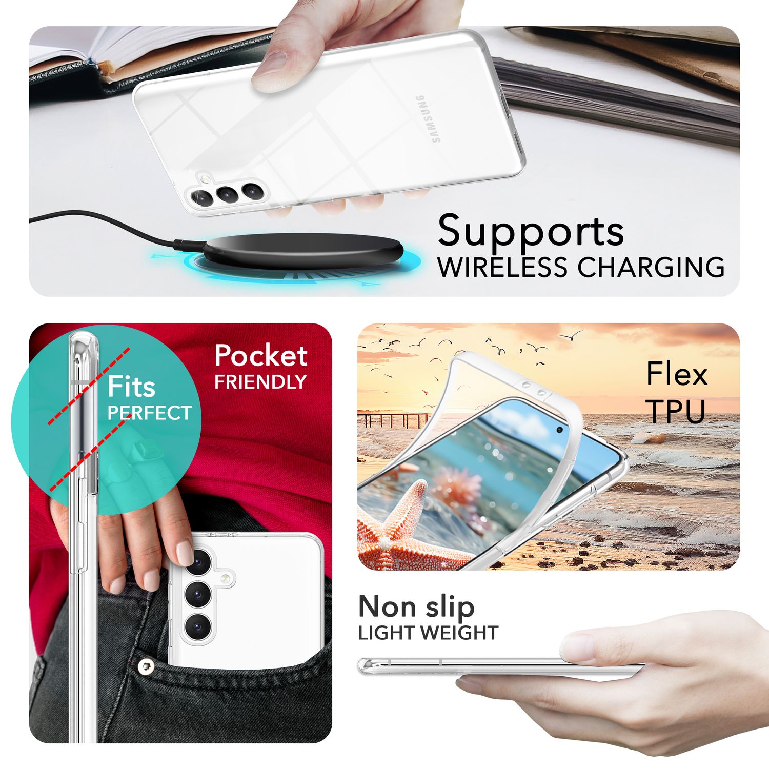 NALIA Klare 360-Grad Schutzhülle für Samsung Galaxy S24 Plus Hülle, Transparenter Rundum-Schutz, Durchsichtig Anti-Gelb