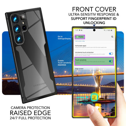 NALIA Klares 360-Grad Hybrid Cover für Samsung Galaxy S24 Ultra Hülle, Kratzfeste Harte Rückseite & Fallschutz-Rahmen