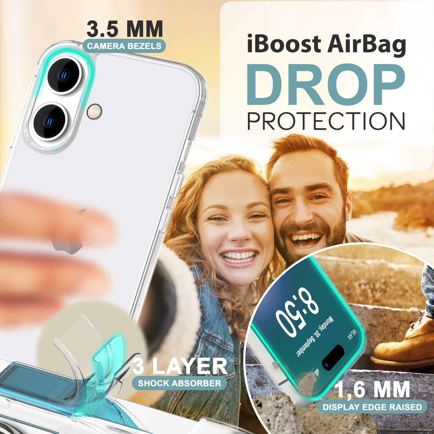 NALIA Transparente Silikonhülle für iPhone 16, Durchsichtige Schutzhülle, Anti-Gelb Silikon Handyhülle, Klare Hülle Default Title NALIA Transparente Hülle