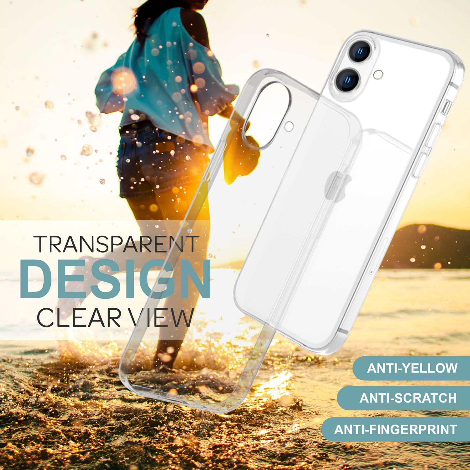 NALIA Transparente Silikonhülle für iPhone 16, Durchsichtige Schutzhülle, Anti-Gelb Silikon Handyhülle, Klare Hülle Default Title NALIA Transparente Hülle